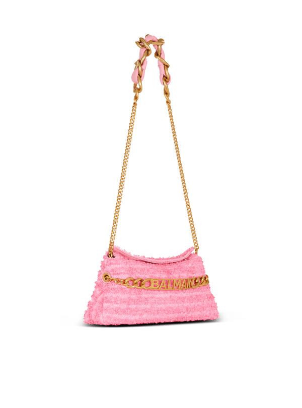 Balmain Paris Pochette 1945 Soft En Raphia Effet Tweed Rose - Femme
