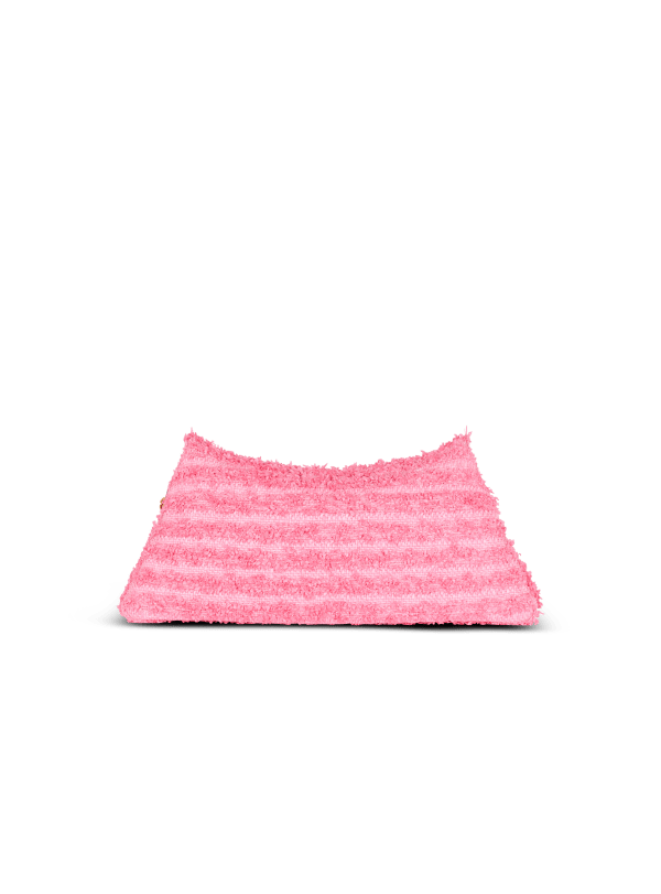 Balmain Paris Pochette 1945 Soft En Raphia Effet Tweed Rose - Femme
