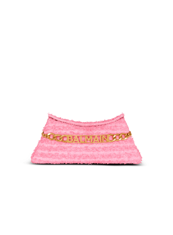 balmain paris Pochette 1945 Soft en raphia effet tweed rose - Femme balmain paris Pochette 1945 Soft en raphia effet tweed rose - Femme