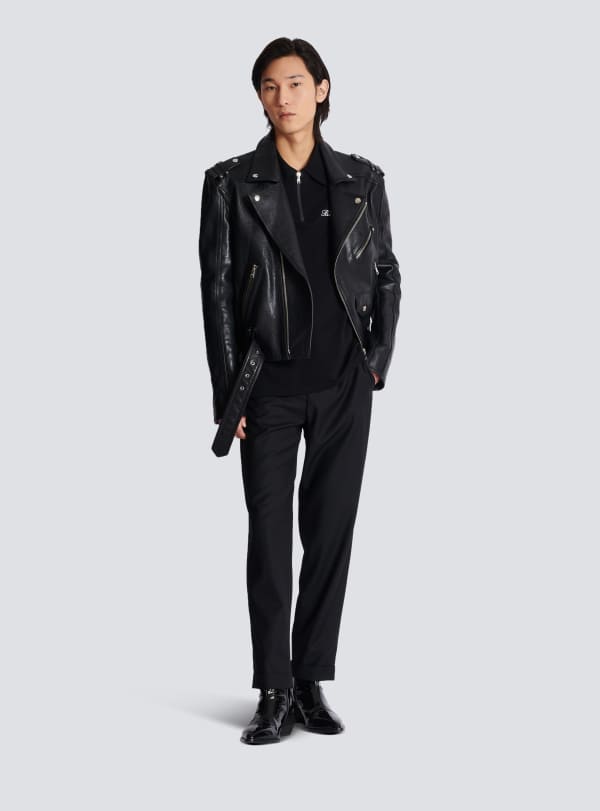 Balmain Paris Polo à Manches Courtes Avec Broderie Noir - Homme