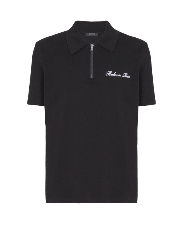 balmain paris Polo à manches courtes avec broderie noir - Homme