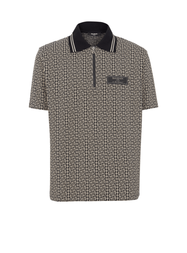 balmain paris Polo en jacquard monogramme PB Labyrinthe noir - Homme