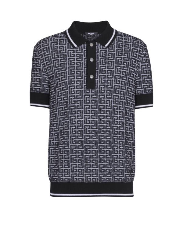 balmain paris Polo en maille à monogramme PB Labyrinthe noir - Homme balmain paris Polo en maille à monogramme PB Labyrinthe noir - Homme