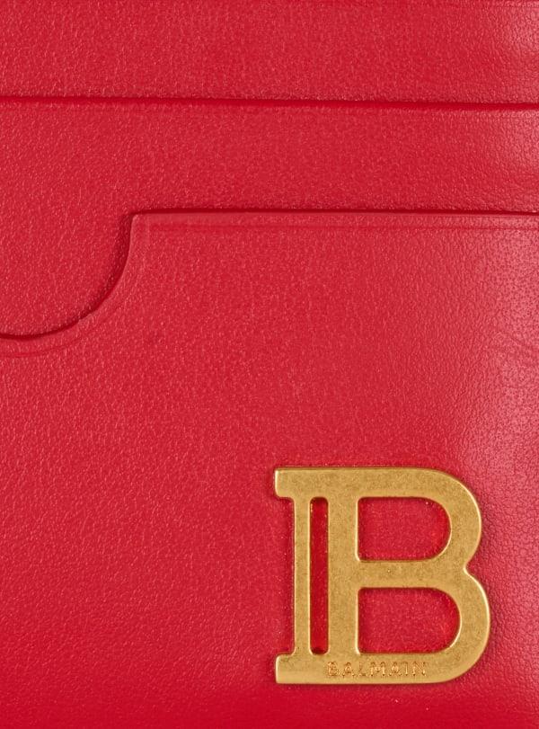 Balmain Paris Porte-cartes B-Buzz En Cuir Rouge - Femme