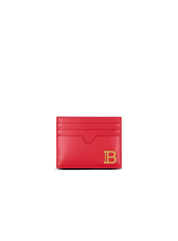 balmain paris Porte-cartes B-Buzz en cuir rouge - Femme