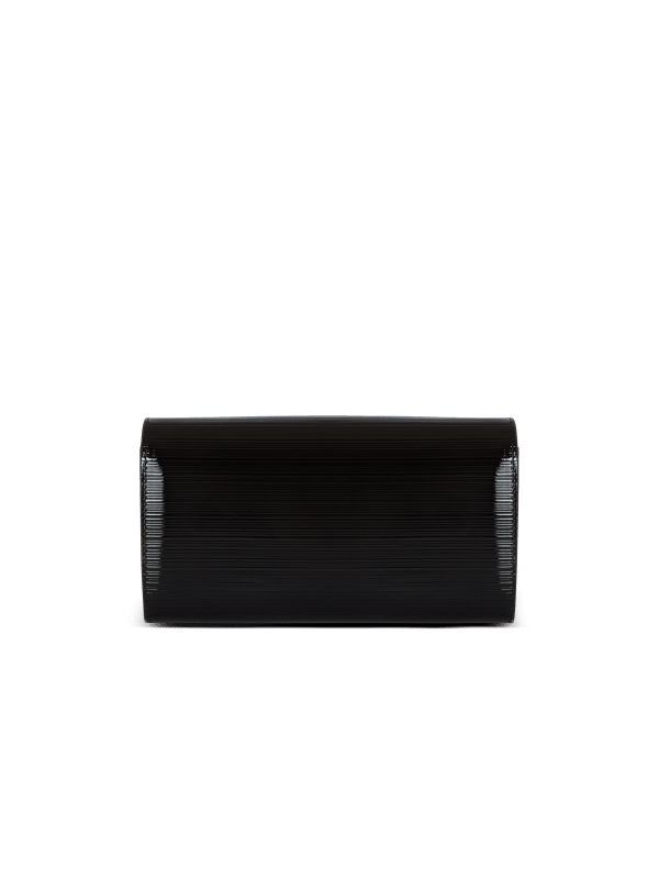 Balmain Paris Portefeuille B-Buzz En Cuir Verni Strié Noir - Femme