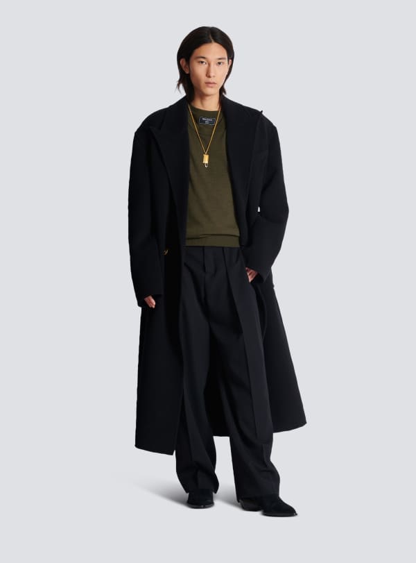 Balmain Paris Pull En Maille à Double Col Vert - Homme