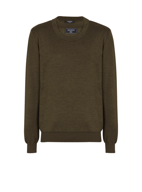 balmain paris Pull en maille à double col vert - Homme balmain paris Pull en maille à double col vert - Homme