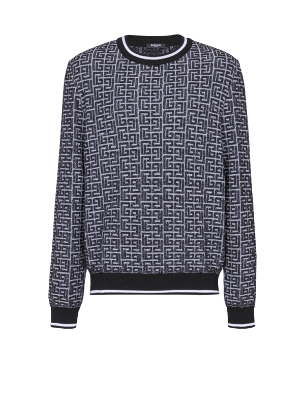 balmain paris Pull en maille à monogramme PB Labyrinthe noir - Homme balmain paris Pull en maille à monogramme PB Labyrinthe noir - Homme