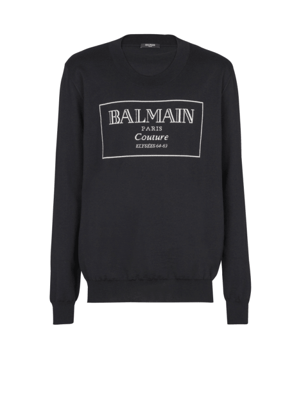 balmain paris Pull en maille Balmain Couture étiquette noir - Homme balmain paris Pull en maille Balmain Couture étiquette noir - Homme