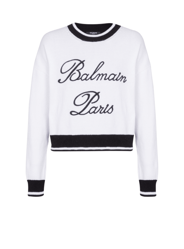 balmain paris Pull en maille Balmain Signature blanc - Femme