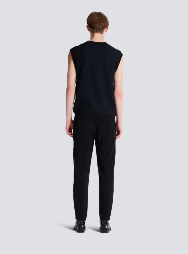 Balmain Paris Pull Sans Manches En Jacquard Balmain Universe Bleu - Homme