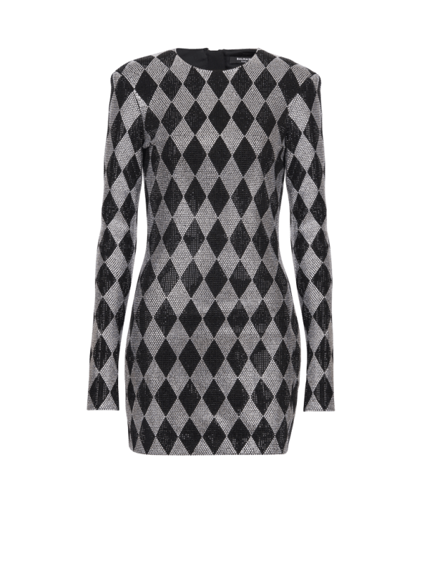 balmain paris Robe courte en strass Diamond noir - Femme
