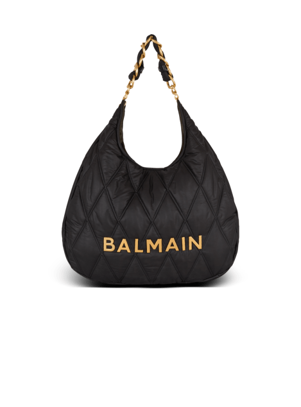 balmain paris Sac 1945 Hobo Large en nylon matelassé à motif Diamond noir - Homme