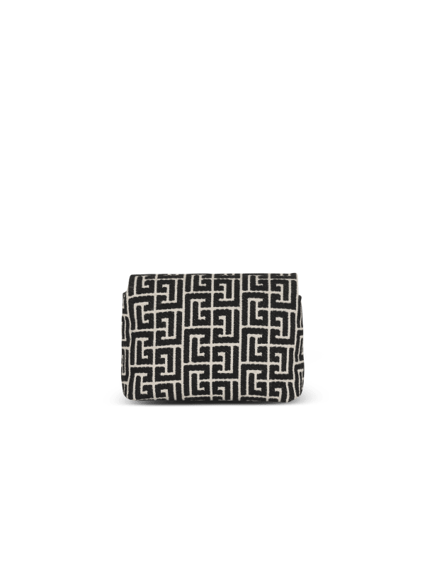 Balmain Paris Sac 1945 Soft Mini Modèle En Jacquard Monogramme Noir - Femme