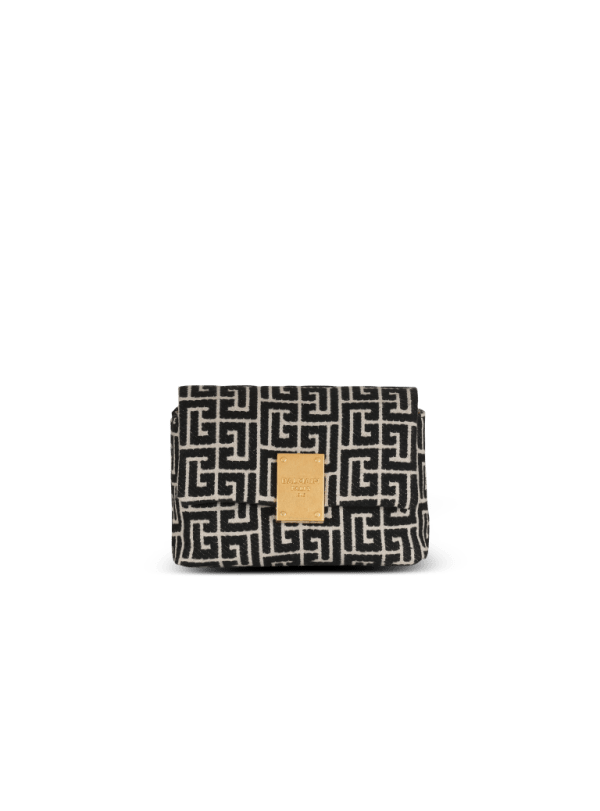 balmain paris Sac 1945 Soft mini modèle en jacquard monogramme noir - Femme