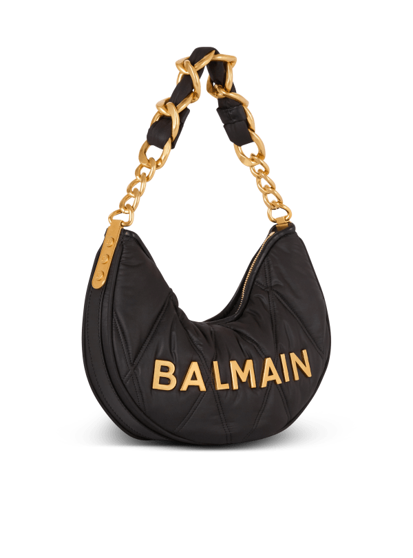 Balmain Paris Sac 1945 Soft Moon En Nylon Matelassé à Motif Diamond Noir - Homme