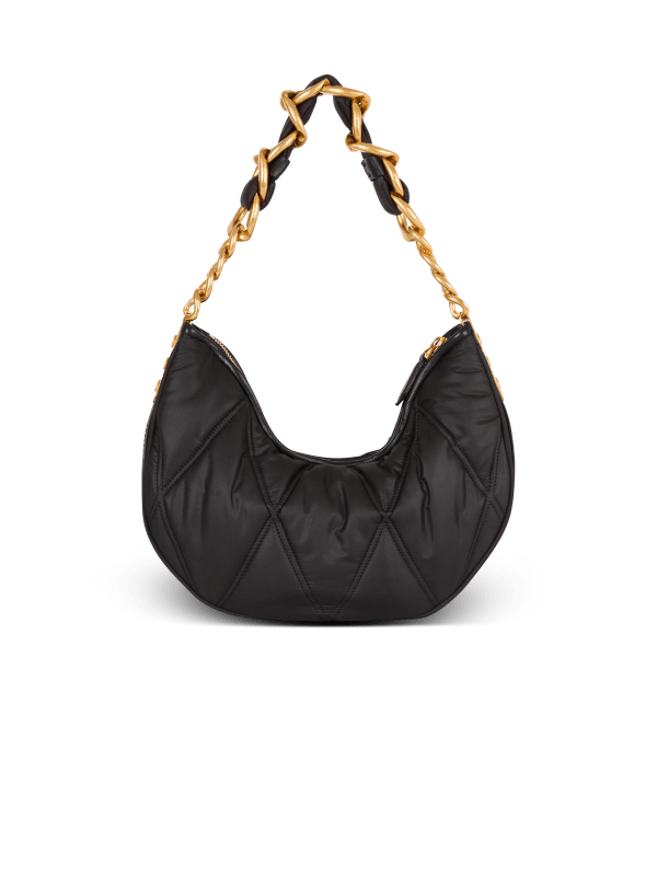 Balmain Paris Sac 1945 Soft Moon En Nylon Matelassé à Motif Diamond Noir - Homme