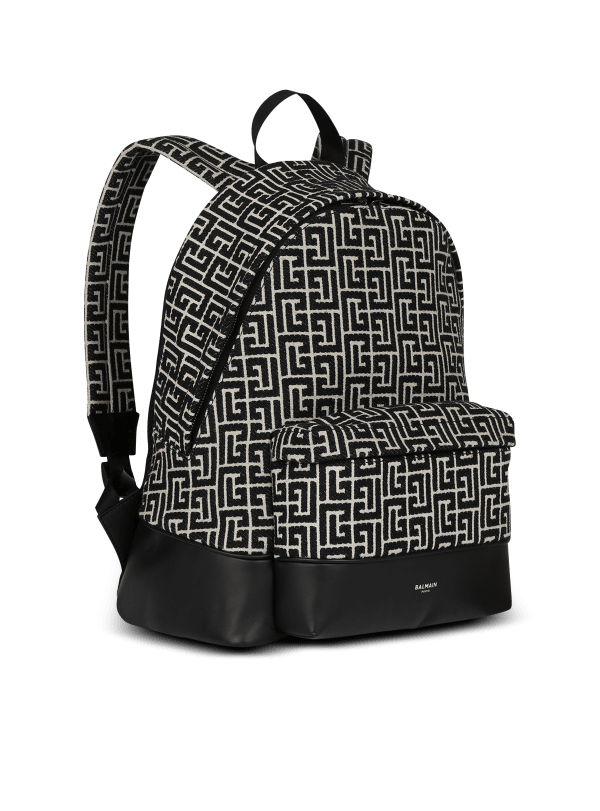Balmain Paris Sac à Dos En Jacquard Monogramme Noir - Homme