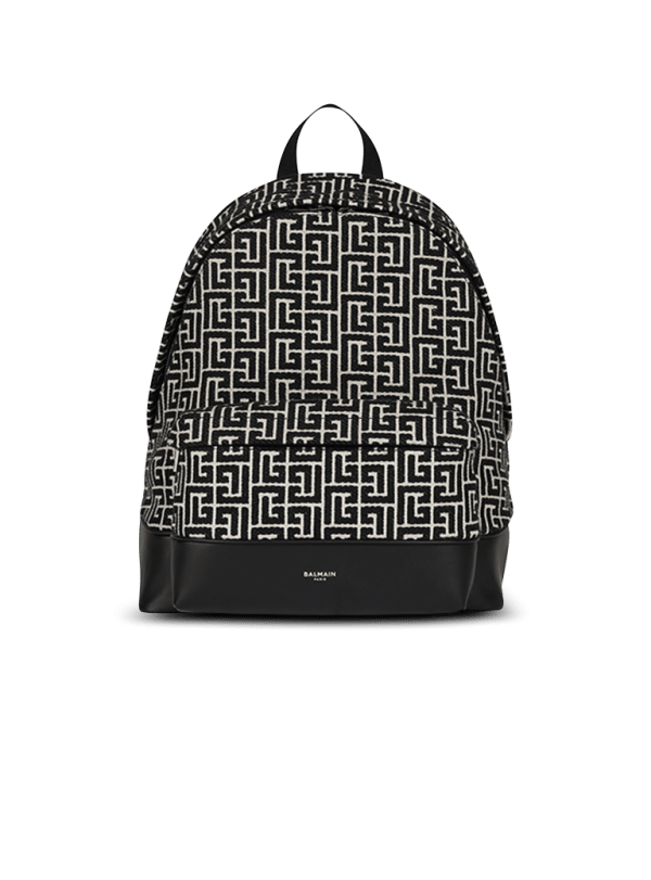 balmain paris Sac à dos en jacquard monogramme noir - Homme