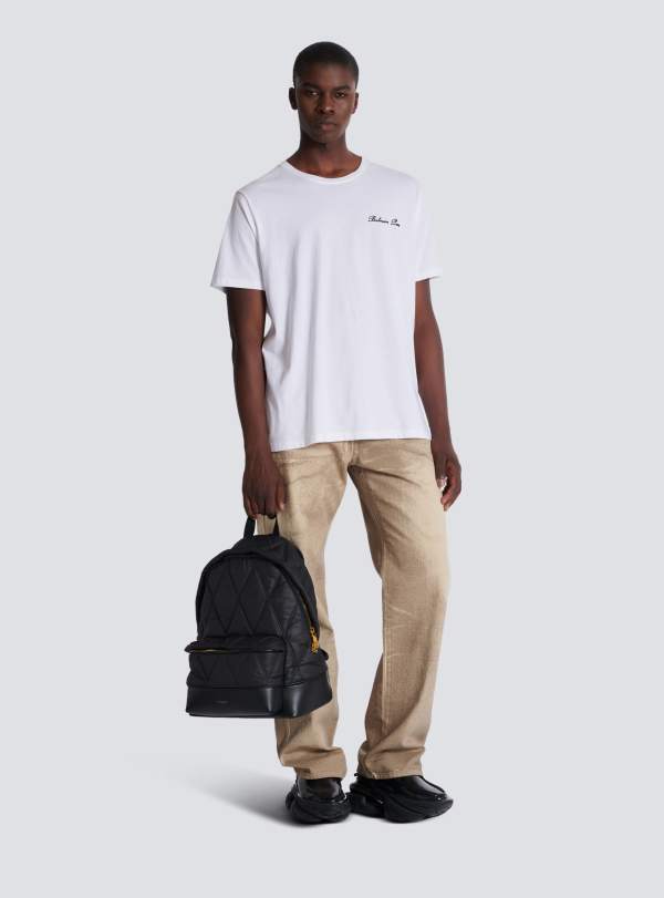 Balmain Paris Sac à Dos En Nylon Matelassé à Motif Diamond Noir - Homme