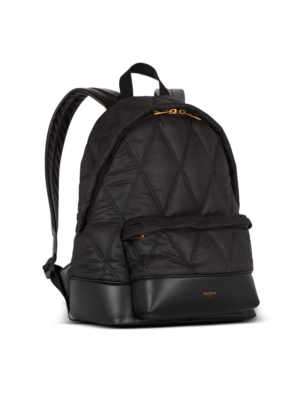 Balmain Paris Sac à Dos En Nylon Matelassé à Motif Diamond Noir - Homme