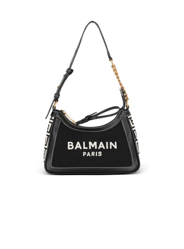 balmain paris Sac à main B-Army en toile monogramme et cuir noir - Femme