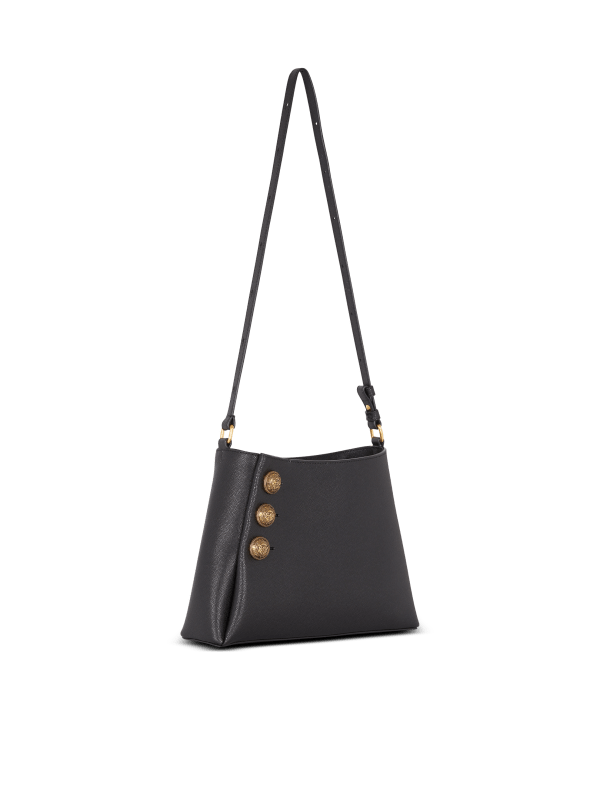 Balmain Paris Sac à Main Emblème Shoulder En Cuir De Veau Grainé Noir - Femme