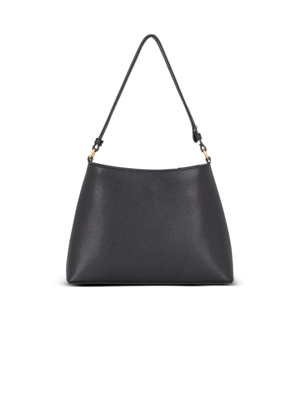 Balmain Paris Sac à Main Emblème Shoulder En Cuir De Veau Grainé Noir - Femme