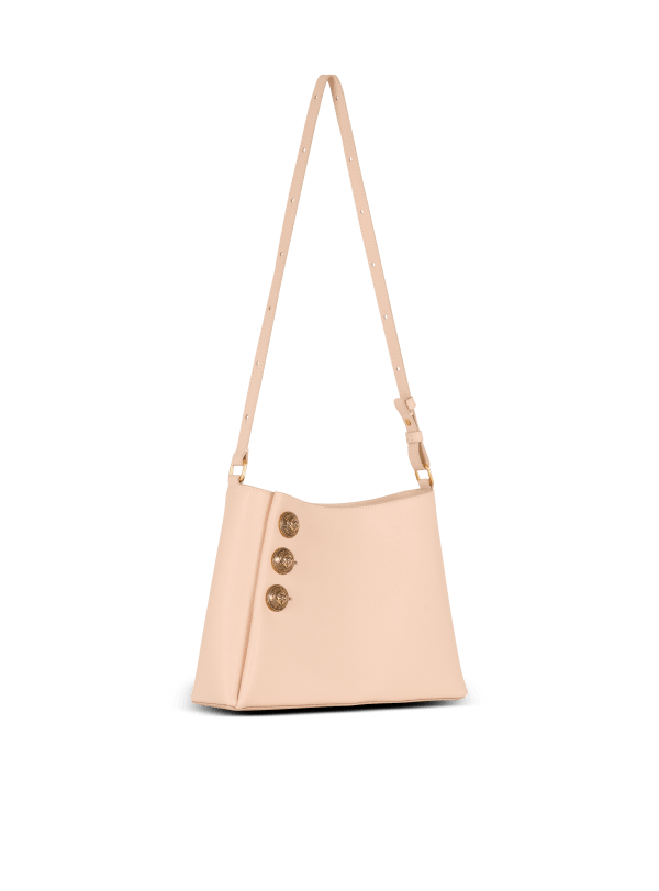 Balmain Paris Sac à Main Emblème Shoulder En Cuir De Veau Grainé Beige - Femme