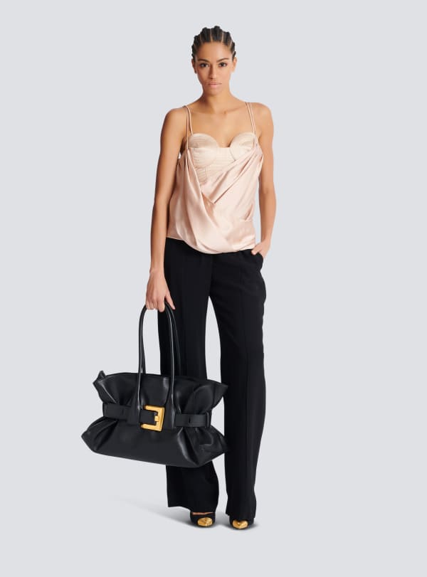 Balmain Paris Sac Anthem Large En Cuir De Veau Noir - Femme
