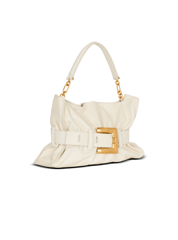 Balmain Paris Sac Anthem Medium En Cuir De Veau Beige - Femme