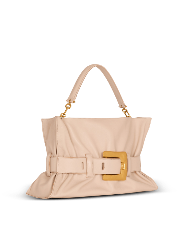 Balmain Paris Sac Anthem Medium En Cuir De Veau Beige - Femme