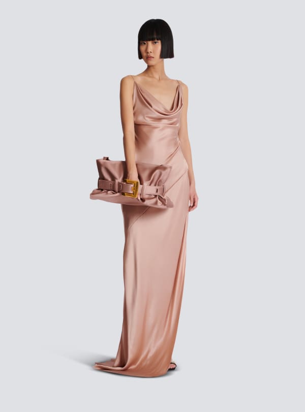Balmain Paris Sac Anthem Medium En Satin Rose - Femme