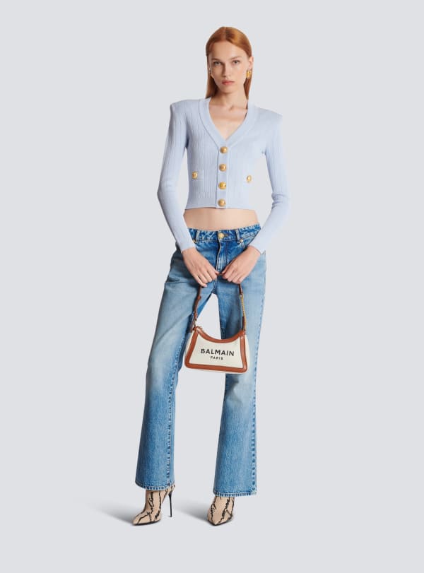 Balmain Paris Sac B-Army Canvas En Toile Et Cuir Beige - Femme