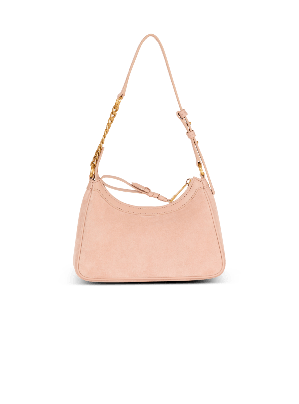 Balmain Paris Sac B-Army Shoulder En Cuir Suédé Beige - Femme