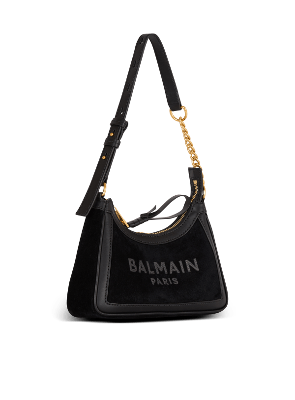 Balmain Paris Sac B-Army Shoulder En Cuir Suédé Noir - Femme