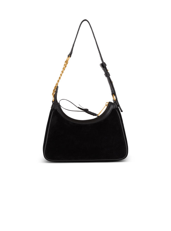 Balmain Paris Sac B-Army Shoulder En Cuir Suédé Noir - Femme