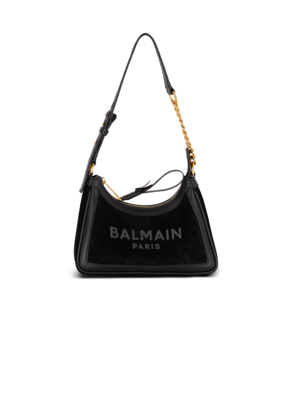balmain paris Sac B-Army Shoulder en cuir suédé noir - Femme balmain paris Sac B-Army Shoulder en cuir suédé noir - Femme
