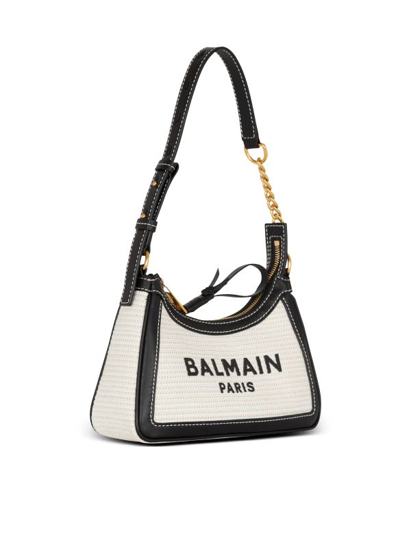 Balmain Paris Sac B-Army Shoulder En Raphia Gris - Femme