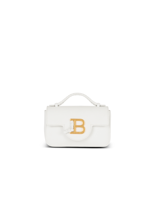balmain paris Sac B-Buzz 17 Mini en cuir de veau grainé blanc - Femme