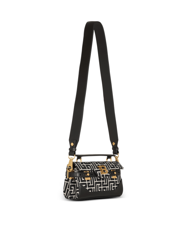 Balmain Paris Sac B-Buzz 19 En Cuir Et Jacquard Monogramme Noir - Femme