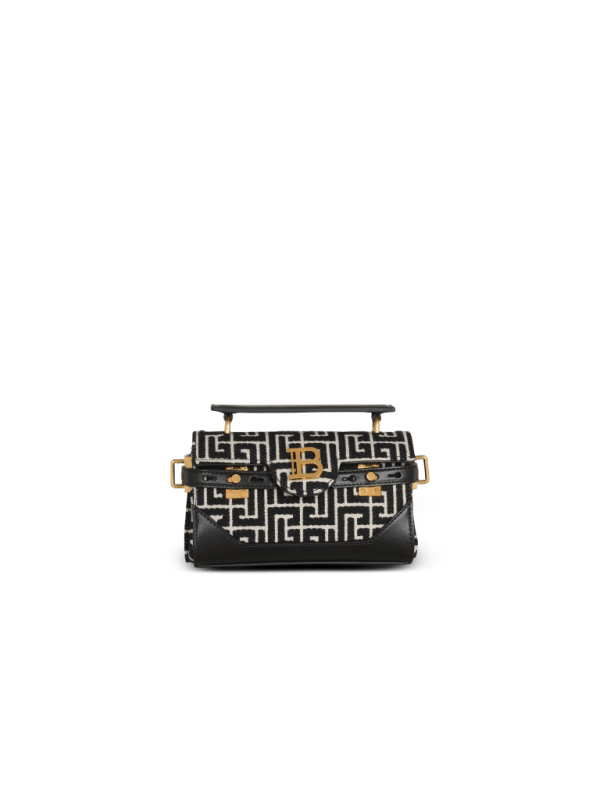 balmain paris Sac B-Buzz 19 en cuir et jacquard monogramme noir - Femme