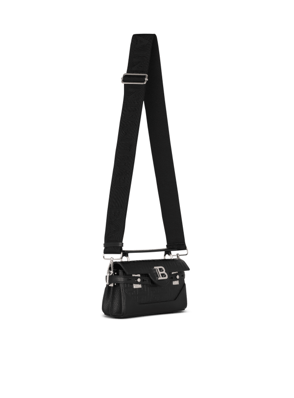 Balmain Paris Sac B-Buzz 19 En Toile Monogramme Et Cuir Noir - Homme