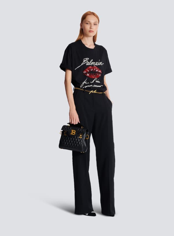 Balmain Paris Sac B-Buzz 23 En Cuir De Veau Matelassé à Motif Diamond Noir - Femme