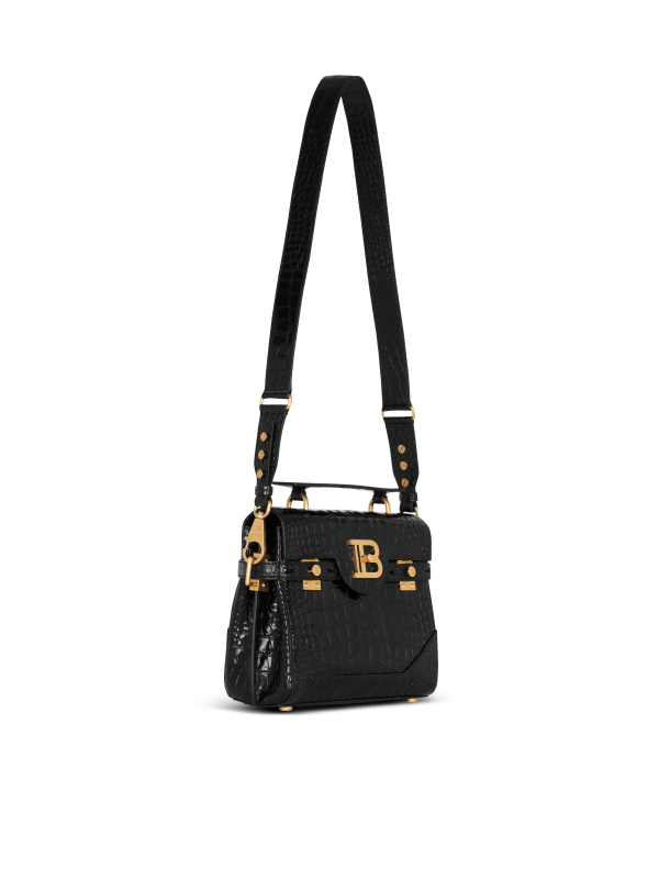 Balmain Paris Sac B-Buzz 23 En Cuir Effet Crocodile Noir - Femme