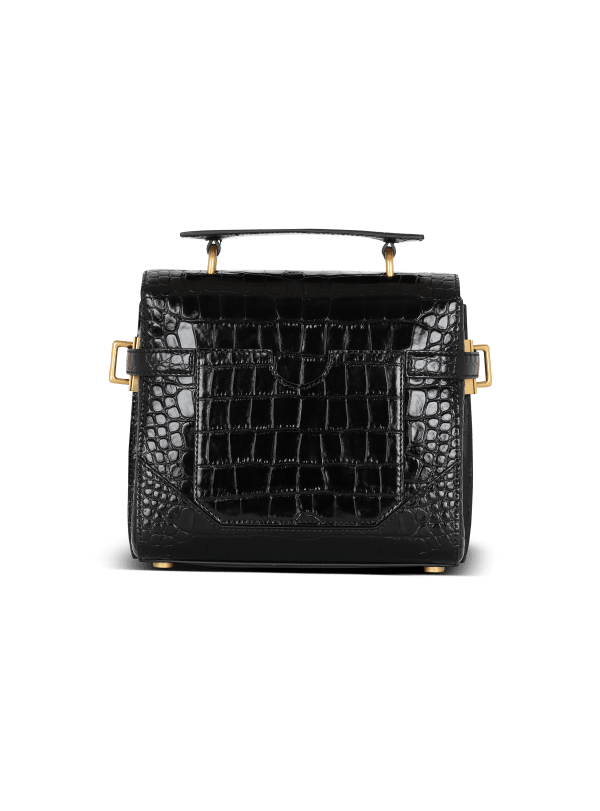Balmain Paris Sac B-Buzz 23 En Cuir Effet Crocodile Noir - Femme