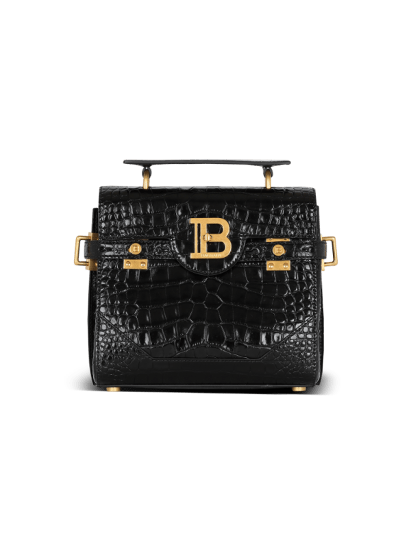 balmain paris Sac B-Buzz 23 en cuir effet crocodile noir - Femme