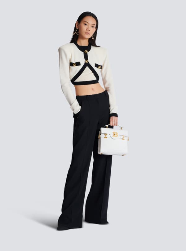 Balmain Paris Sac B-Buzz 23 En Cuir Grainé Blanc - Femme