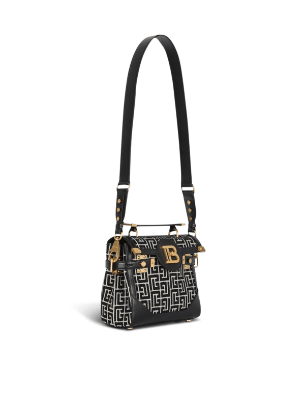 Balmain Paris Sac B-Buzz 23 En Jacquard Et Empiècement En Cuir Noir - Femme